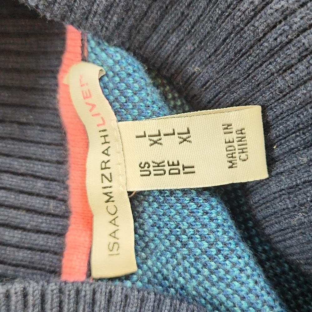 Isaac Mizrahi Live sweater dress blue plaid, feminine and classic - Picture 3 of 10
